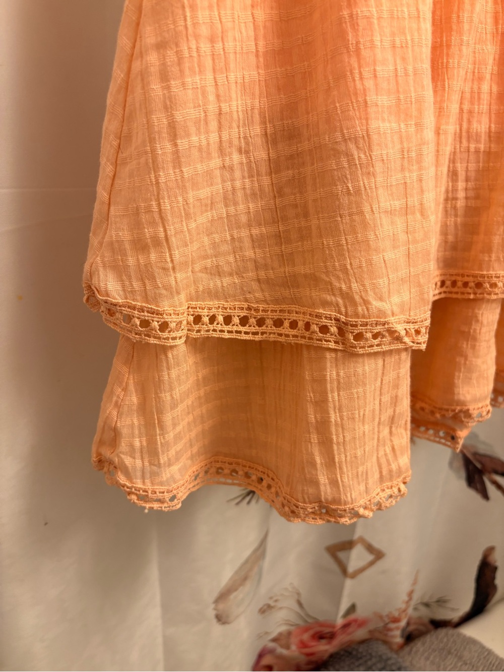 New Large Peach Ruffle Tiered Dress - Picture 3 of 8